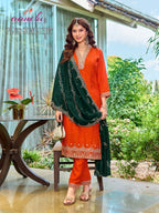 Aanchi Plus Sunlight Vichitra Silk Embroidered Kurti With Bottom Dupatta
