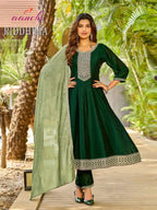 Aanchi Riddhima Vichitra Silk Embroidered Kurti With Bottom Dupatta