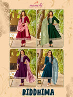 Aanchi Riddhima Vichitra Silk Embroidered Kurti With Bottom Dupatta