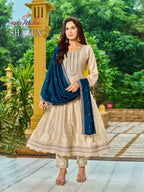 Aanchi Shagun Vichitra Silk Fancy Embroidered Kurti With Bottom Dupatta