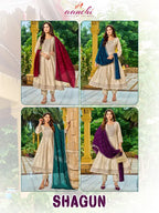 Aanchi Shagun Vichitra Silk Fancy Embroidered Kurti With Bottom Dupatta