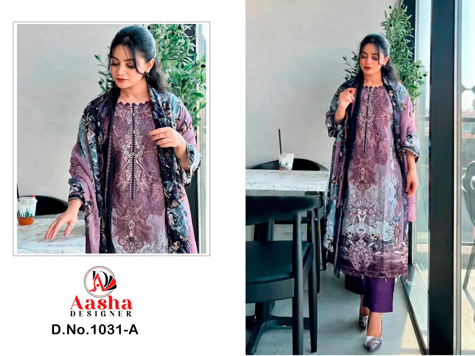 Aasha 1031 A And B Cotton Dupatta Cotton Print With Embroidered Salwar Kameez