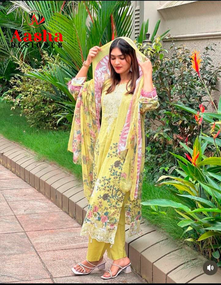 Aasha 1159 Cotton Dupatta Cotton Embroidered Salwar Kameez