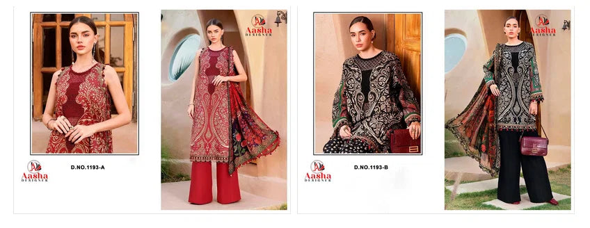 Aasha 1193 A And B Cotton Dupatta Cotton Embroidered Salwar Kameez