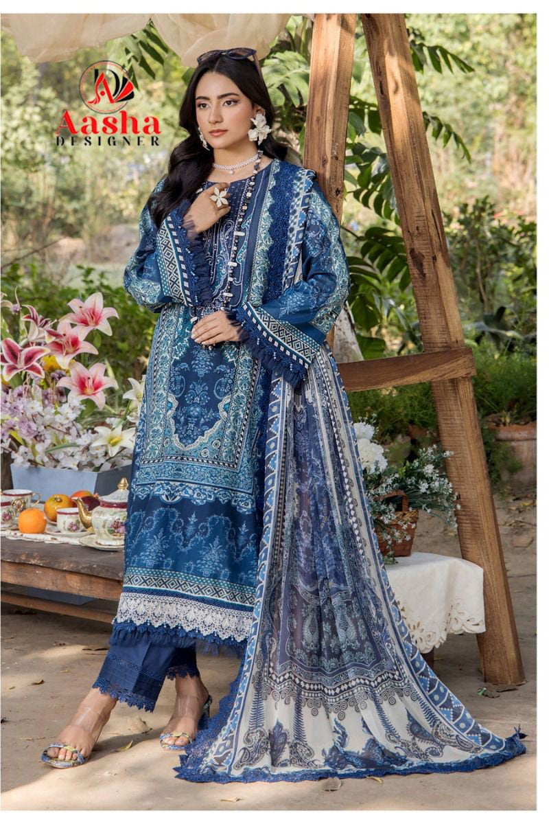 Aasha 1201 Cotton Dupatta Cotton Printed Pakistani Salwar Kameez
