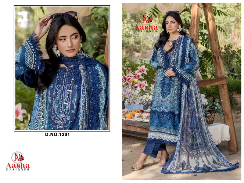 Aasha 1201 Cotton Dupatta Cotton Printed Pakistani Salwar Kameez