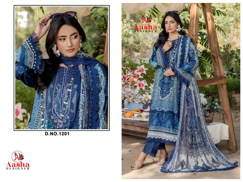 Aasha 1201 Cotton Dupatta Cotton Printed Pakistani Salwar Kameez