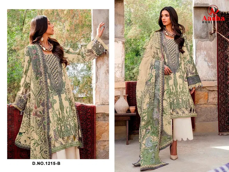 Aasha 1215 A And B Cotton Dupatta Cotton Printed Patch Embroidery Salwar Kameez
