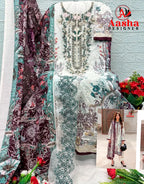 Aasha 1216 A And B Chiffon Dupatta Cotton Printed Salwar Kameez Collection