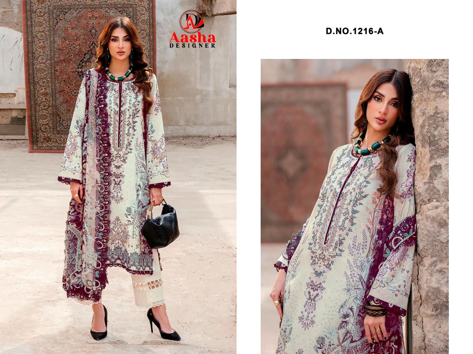 Aasha 1216 A And B Chiffon Dupatta Cotton Printed Salwar Kameez Collection
