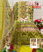 Aasha 1218 Chiffon Dupatta Cotton Print With Patch Embroidered Salwar Kameez