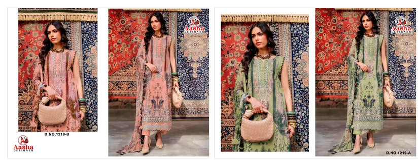 Aasha 1219 A And B Cotton Dupatta Cotton Embroidered Salwar Kameez
