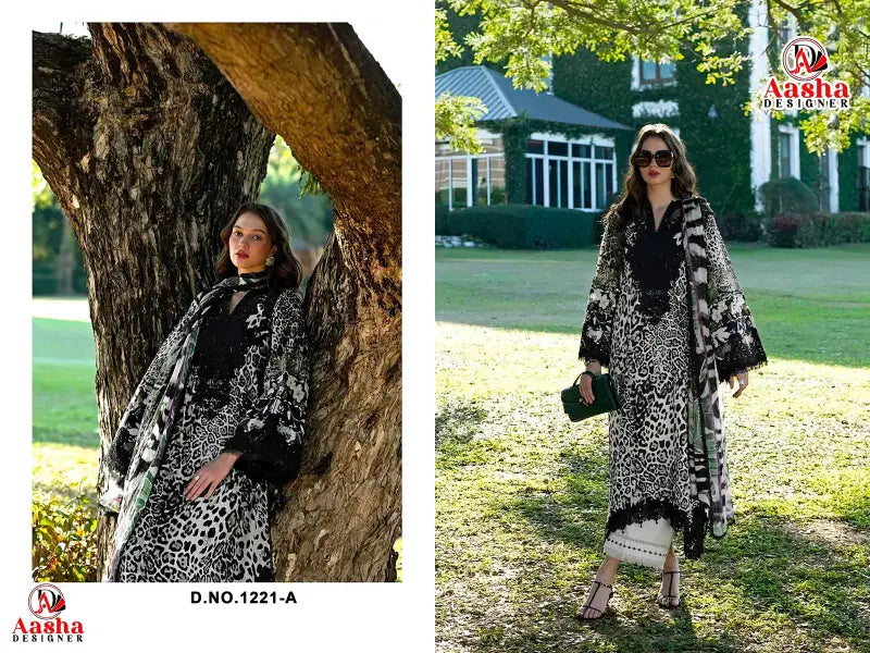 Aasha 1221 A And B Cotton Dupatta Cotton Embroidered Salwar Kameez