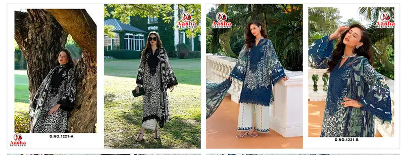 Aasha 1221 A And B Cotton Dupatta Cotton Embroidered Salwar Kameez