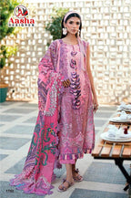 Aasha 1222 A And B Chiffon Dupatta Cotton Printed And Embroidered Salwar Kameez