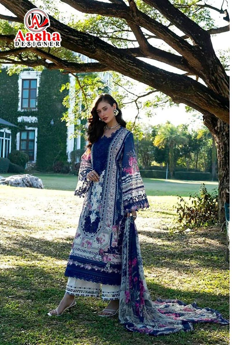 Aasha 1224 And 1225 Chiffon Dupatta Cotton Embroidered Salwar Kameez