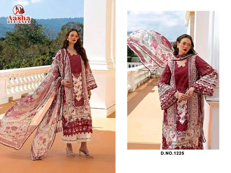 Aasha 1224 And 1225 Chiffon Dupatta Cotton Embroidered Salwar Kameez