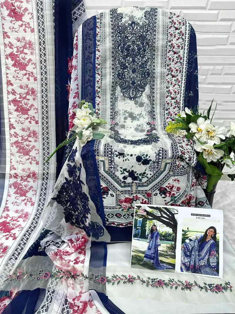 Aasha 1224 And 1225 Cotton Dupatta Cotton Embroidered Salwar Kameez