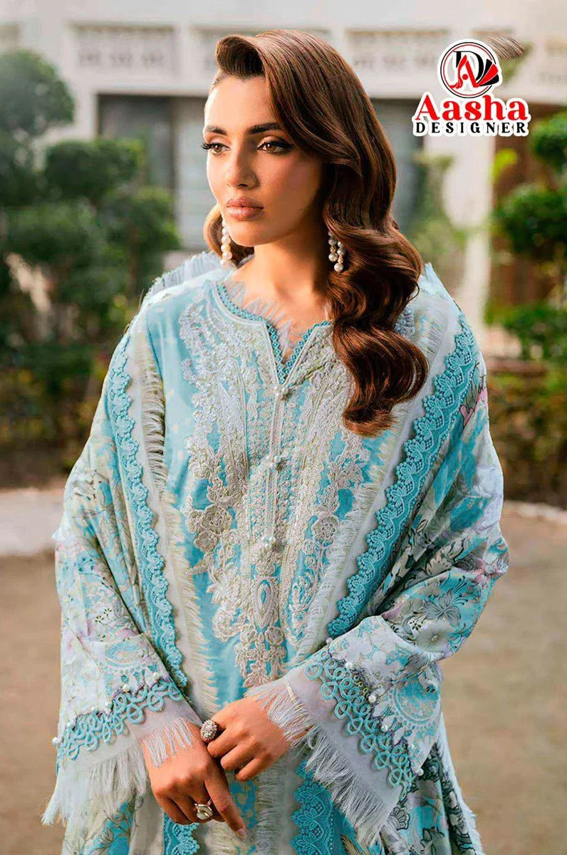 Aasha 1227 Cotton Dupatta Cotton Printed Patch Embroidery Salwar Kameez