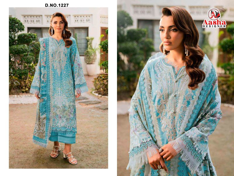 Aasha 1227 Cotton Dupatta Cotton Printed Patch Embroidery Salwar Kameez