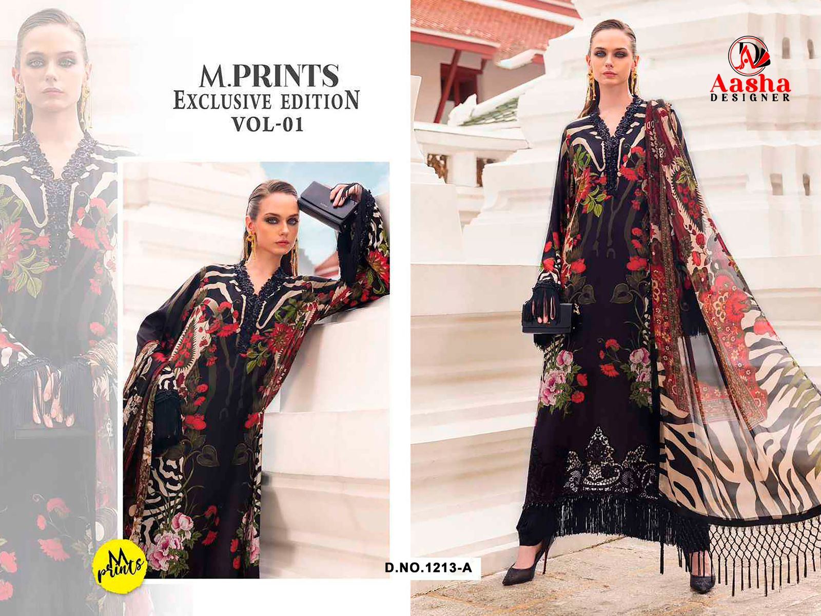 Aasha M Prints Exclusive Edition Vol 1 A And B Chiffon Dupatta Cotton Salwar Kameez
