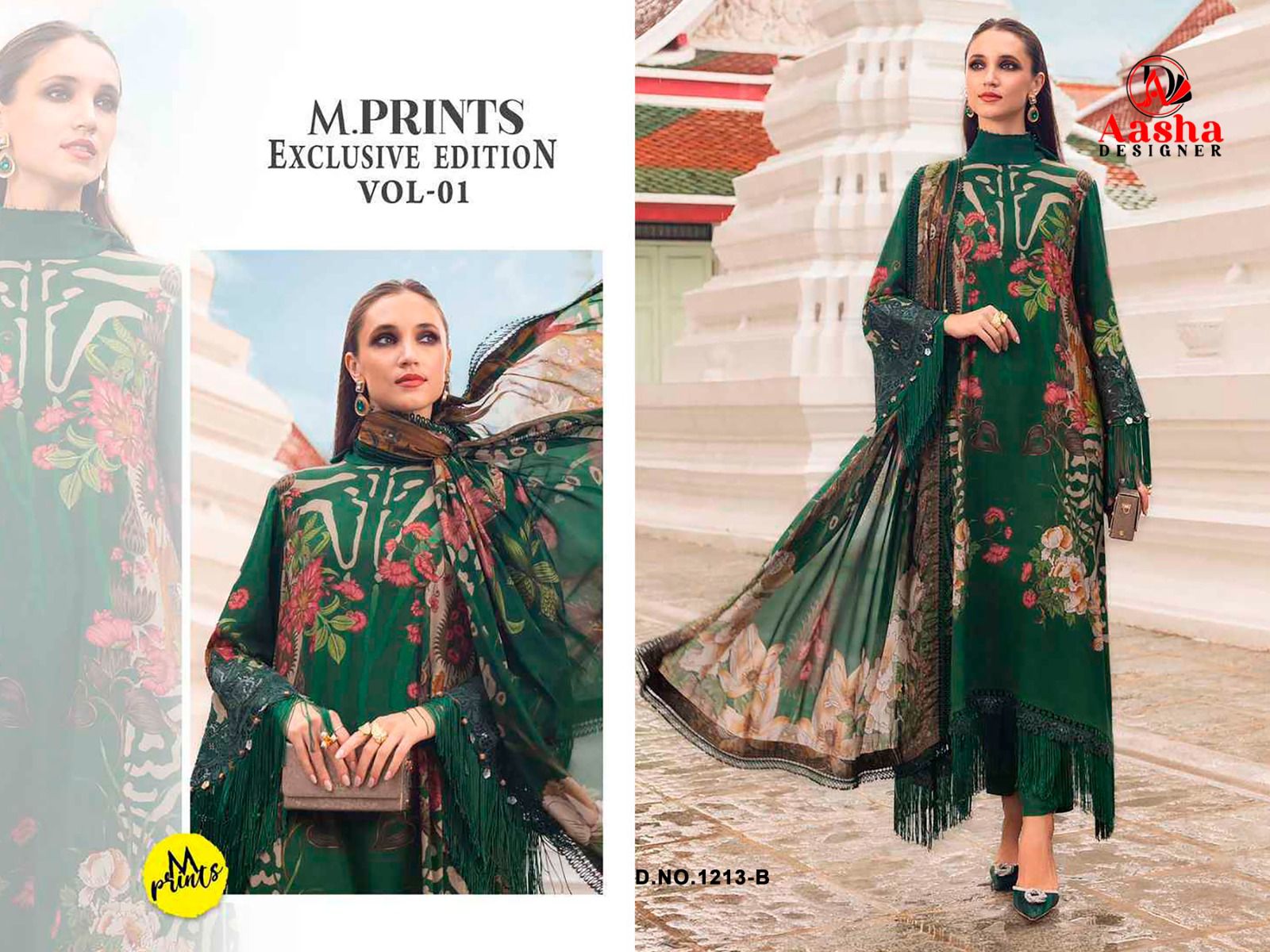 Aasha M Prints Exclusive Edition Vol 1 A And B Chiffon Dupatta Cotton Salwar Kameez