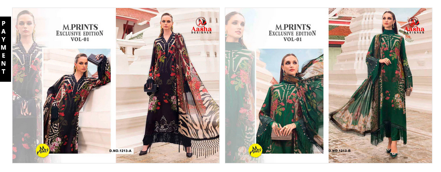 Aasha M Prints Exclusive Edition Vol 1 A And B Chiffon Dupatta Cotton Salwar Kameez