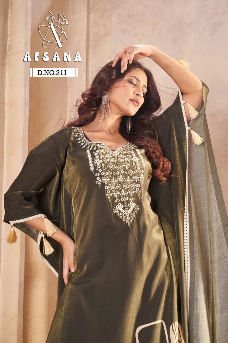 Afsana 211 Pure Model With Digital Printed Kaftan Collection