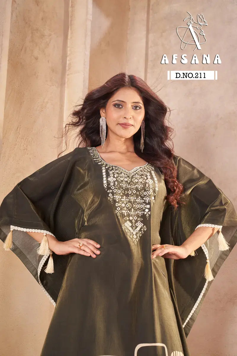 Afsana 211 Pure Model With Digital Printed Kaftan Collection