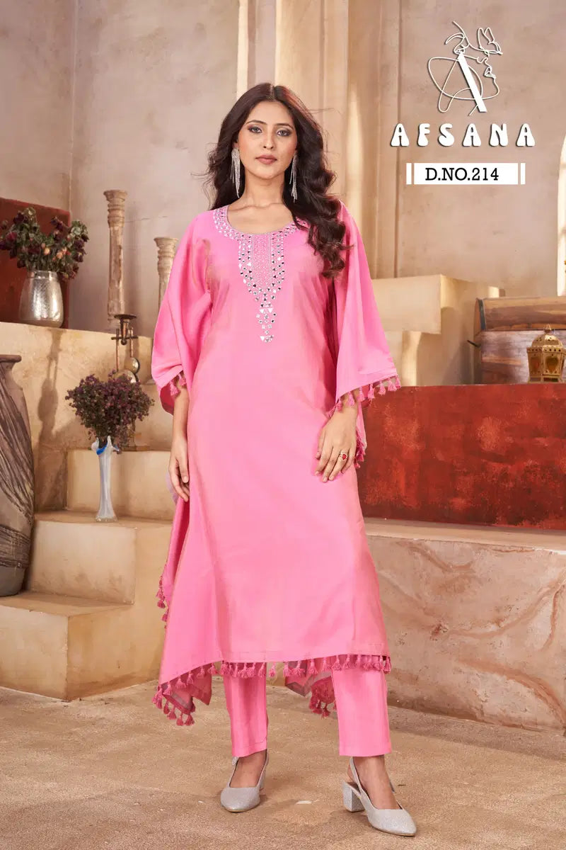 Afsana 214 Pure Modal With Mirror Worked Kaftan Collection