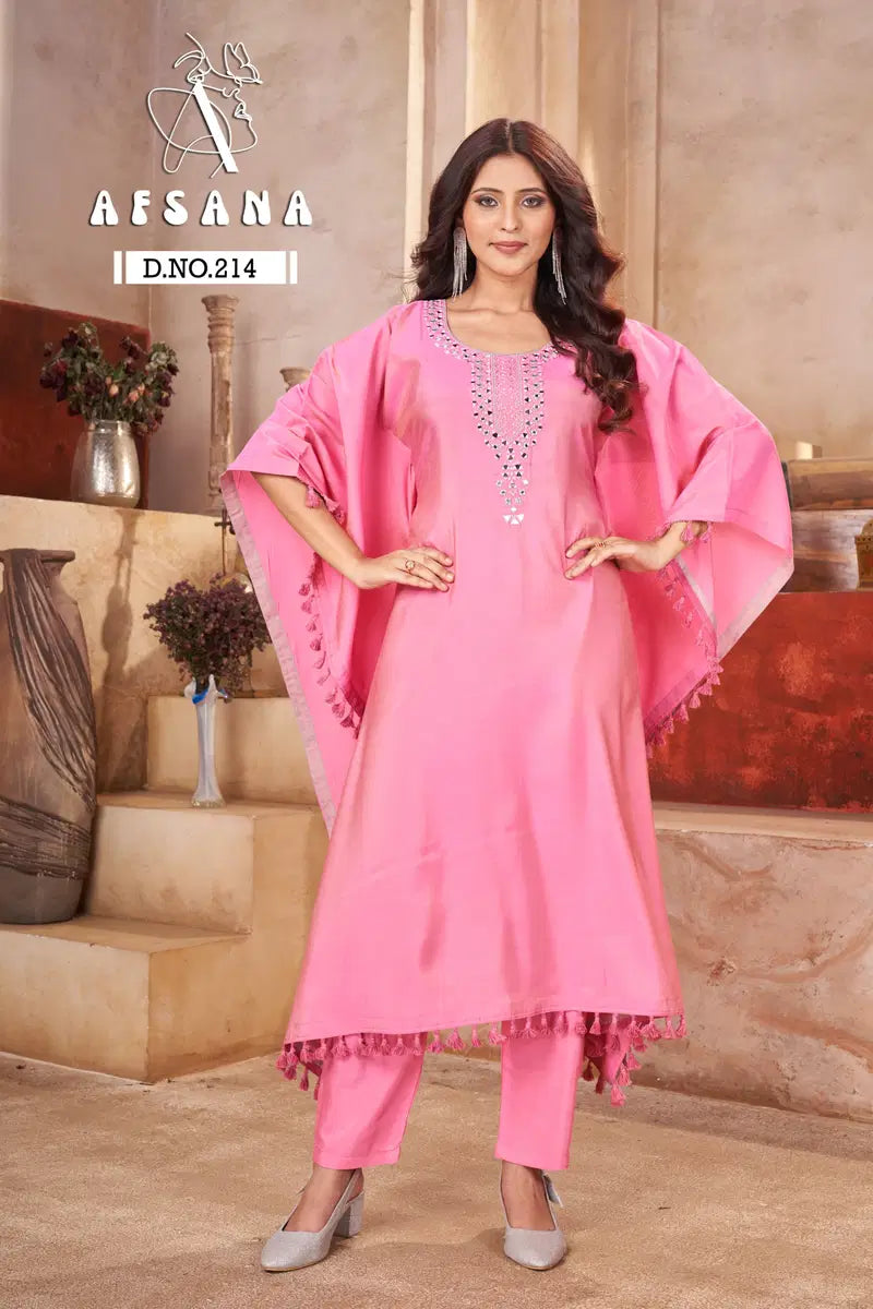 Afsana 214 Pure Modal With Mirror Worked Kaftan Collection