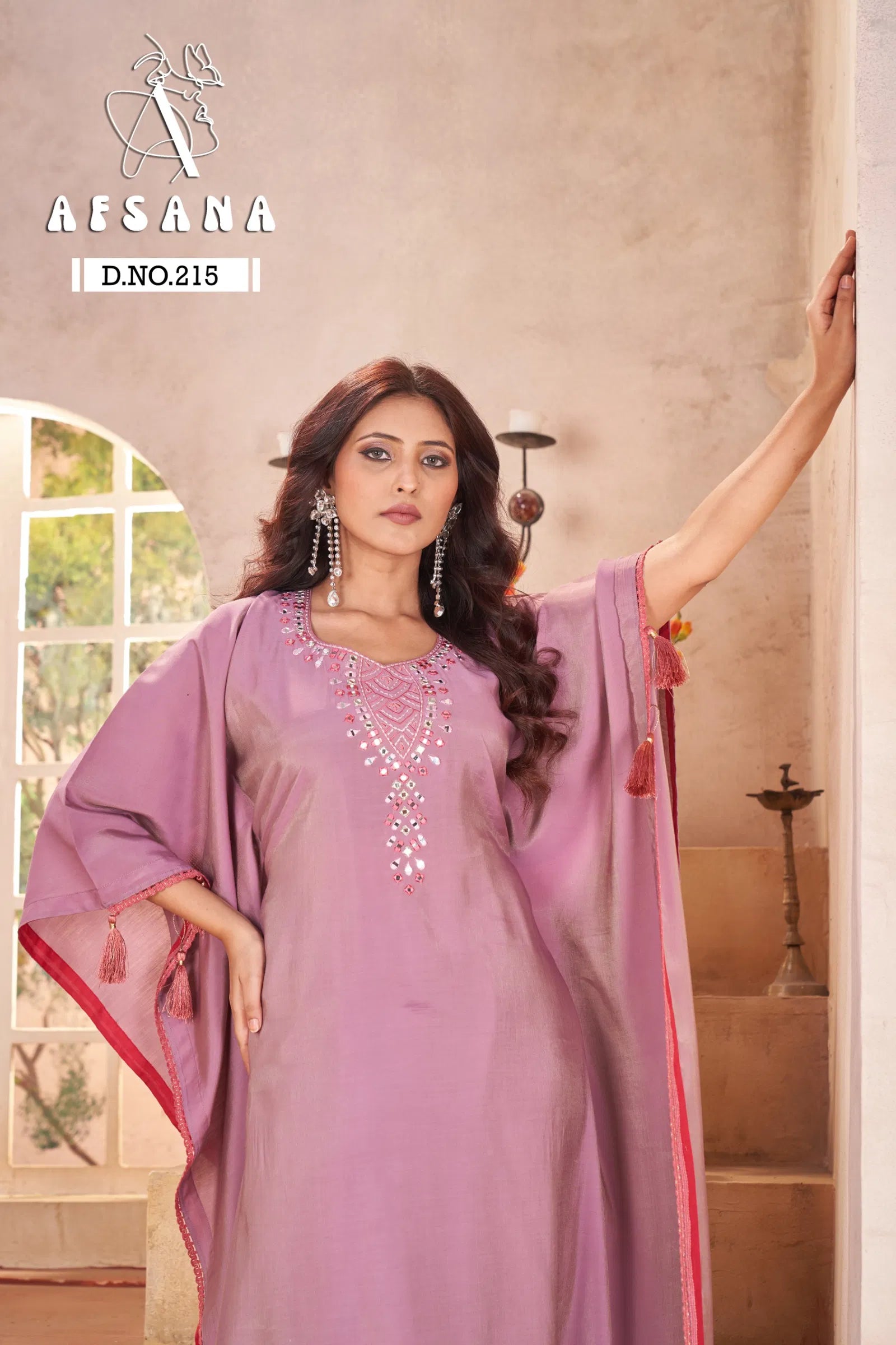 Afsana 215 Pure Modal With Mirror Worked Kaftans Collection
