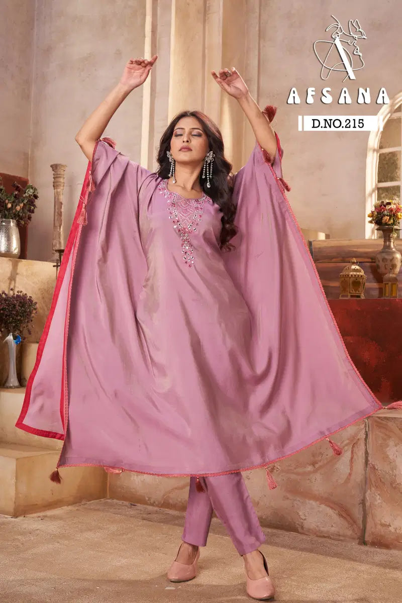 Afsana 215 Pure Modal With Mirror Worked Kaftans Collection