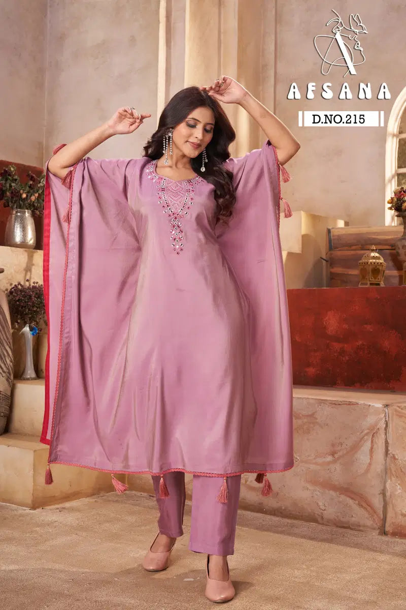 Afsana 215 Pure Modal With Mirror Worked Kaftans Collection