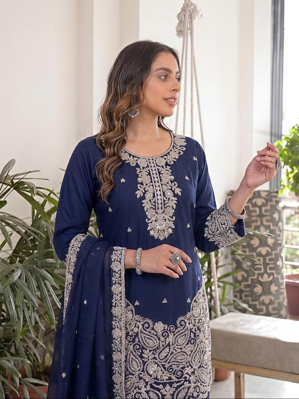 Afsana Girija Barlin Cotton Embroidered Salwar Kameez