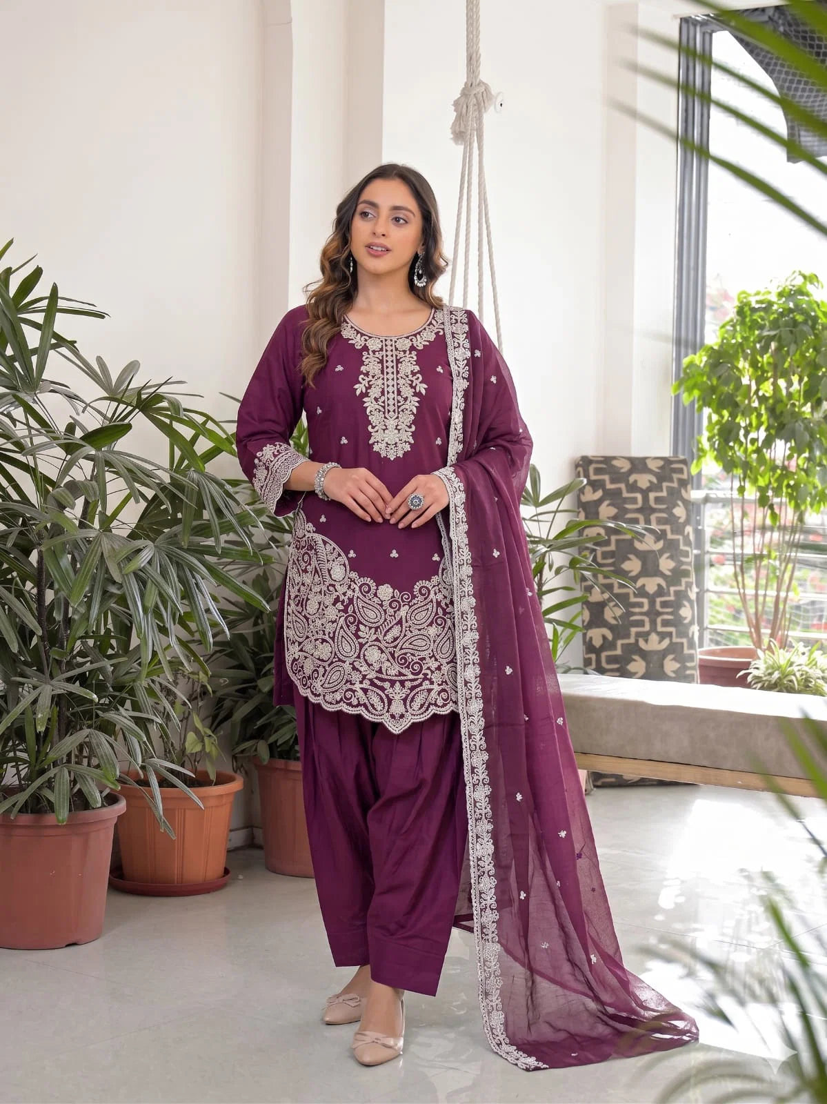 Afsana Girija Barlin Cotton Embroidered Salwar Kameez