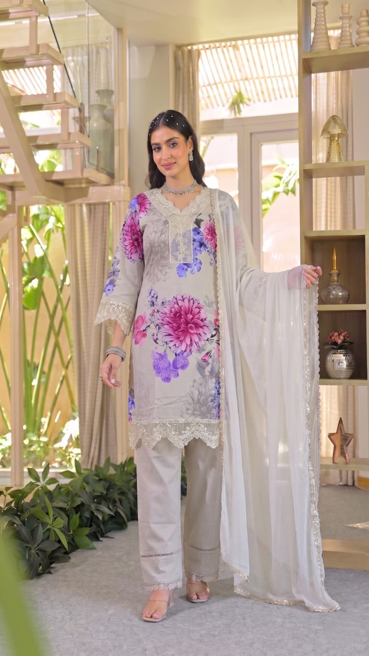 Afsana Hiral Viscose Muslin Viscose Digital Printed Kurti With Bottom Dupatta