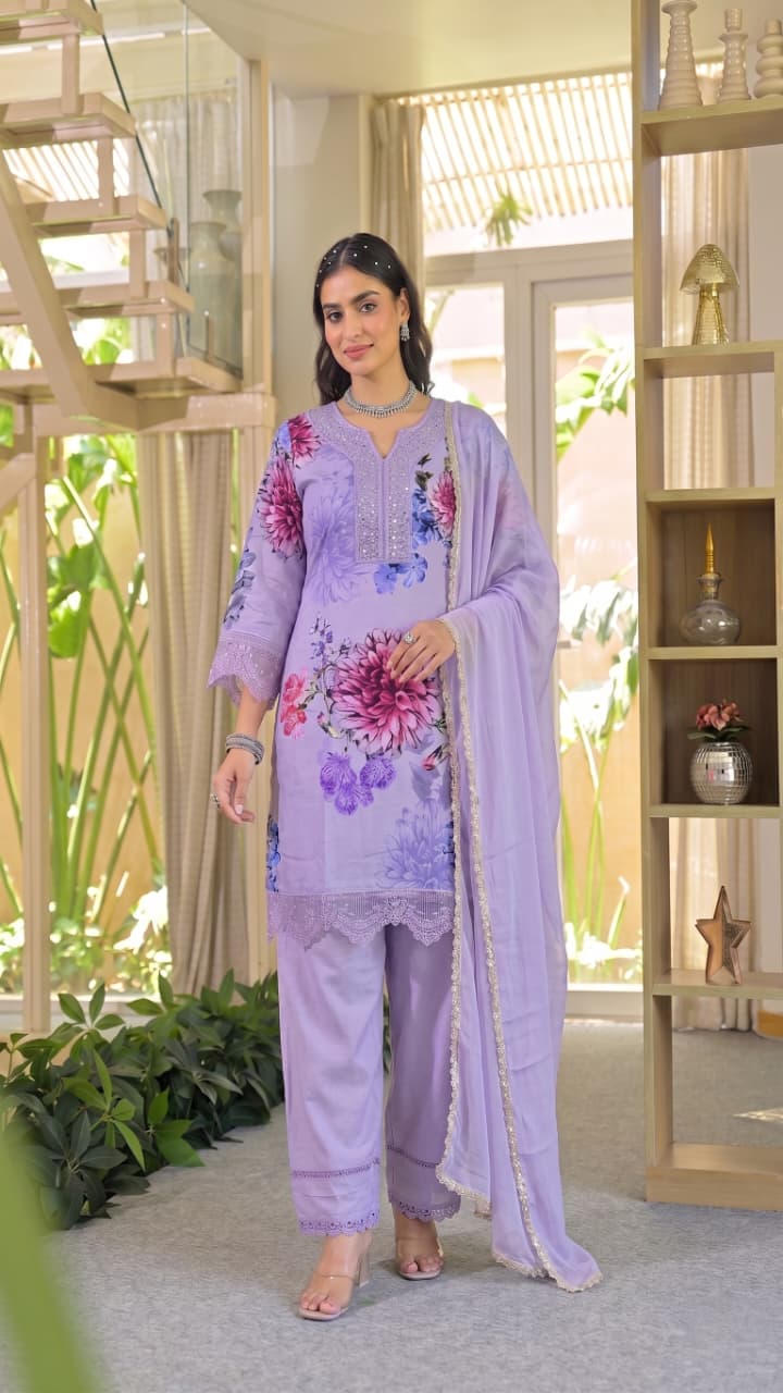 Afsana Hiral Viscose Muslin Viscose Digital Printed Kurti With Bottom Dupatta