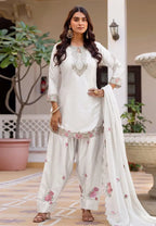 Afsana White Hans Cotton Embroidered Salwar Kameez