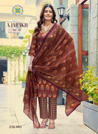 Ajarakh Vol 1 By Passion Tree Cotton Print Embroidered Kurti With Bottom Dupatta