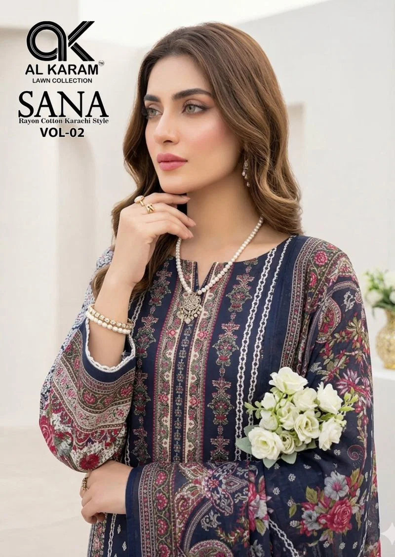 Al Karam Sana Vol 2 Readymade Rayon Cotton Karachi Kurti Pant With Dupatta