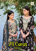 Alok 24 Carat Edition 4 Viscose Rayon Print Embroidery Dress Material