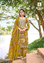 Alok 24 Carat Edition 4 Viscose Rayon Print Embroidery Dress Material