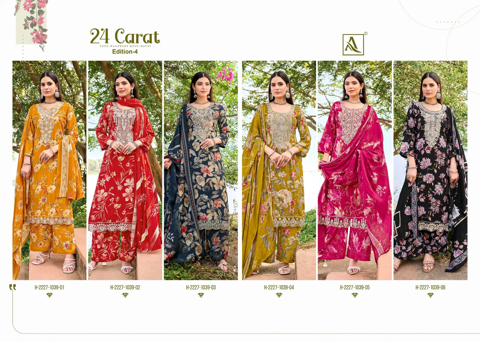 Alok 24 Carat Edition 4 Viscose Rayon Print Embroidery Dress Material