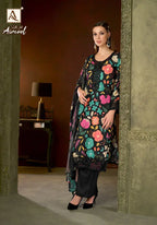 Alok Aircool Viscose Maslin Digital Print Embroidered Dress Material