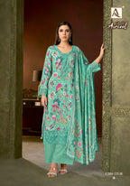 Alok Aircool Viscose Maslin Digital Print Embroidered Dress Material