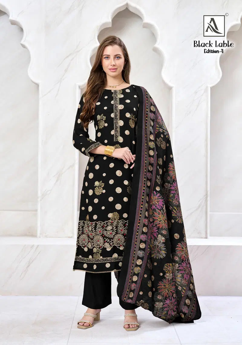 Alok Black Lable Edition Vol 4 Viscose Rayon Foil Printed Dress Material