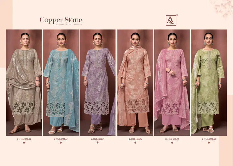 Alok Copper Stone Cambric Cotton Foil Printed Dress Material Collection