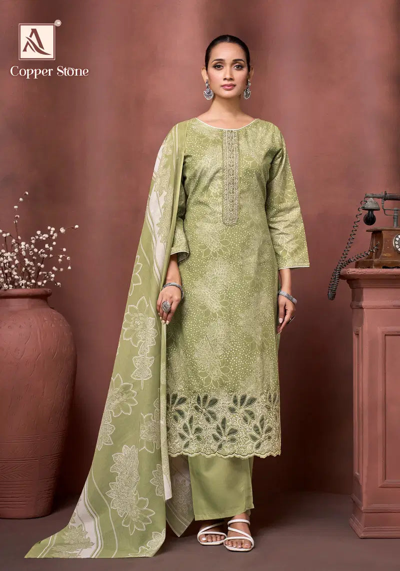 Alok Copper Stone Cambric Cotton Foil Printed Dress Material Collection