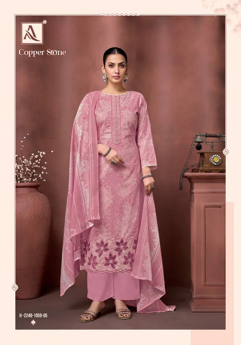 Alok Copper Stone Cambric Cotton Foil Printed Dress Material Collection